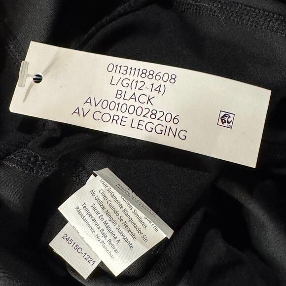 Avia Large (12-14) Core Leggings Stretch Side Pockets Hi-Rise Drawstring Black - Picture 6 of 8
